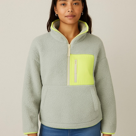 Anthropologie Tops - Anthropologie Janey Fleece Pullover Small Quarter Zip Cozy Sweatshirt
